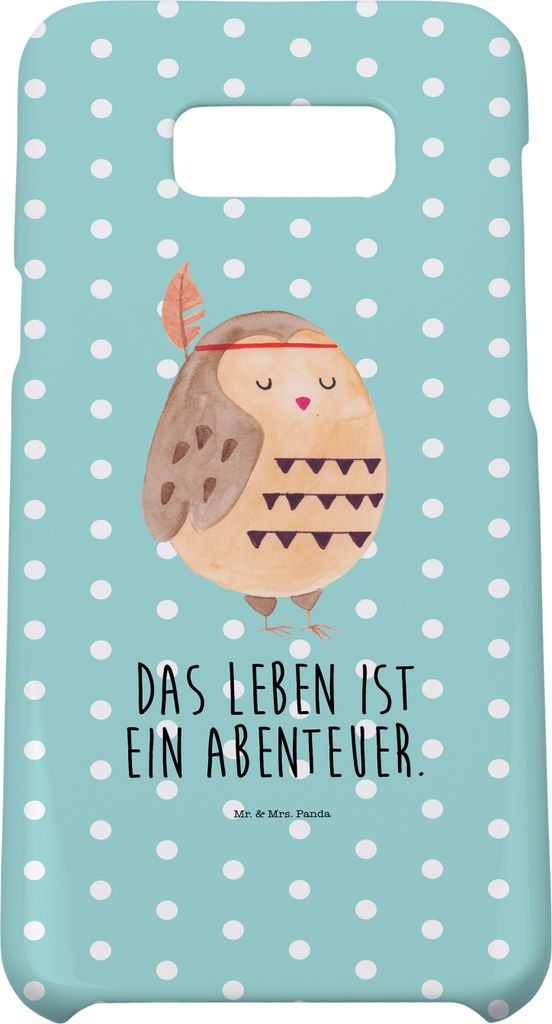 Mr. & Mrs. Panda Samsung Galaxy S8 plus Handyhülle Eule Federschmuck - Türkis Pastell - Geschenk, Handy, Entspannt, Case, Cover, Waldtiere, Hüll...