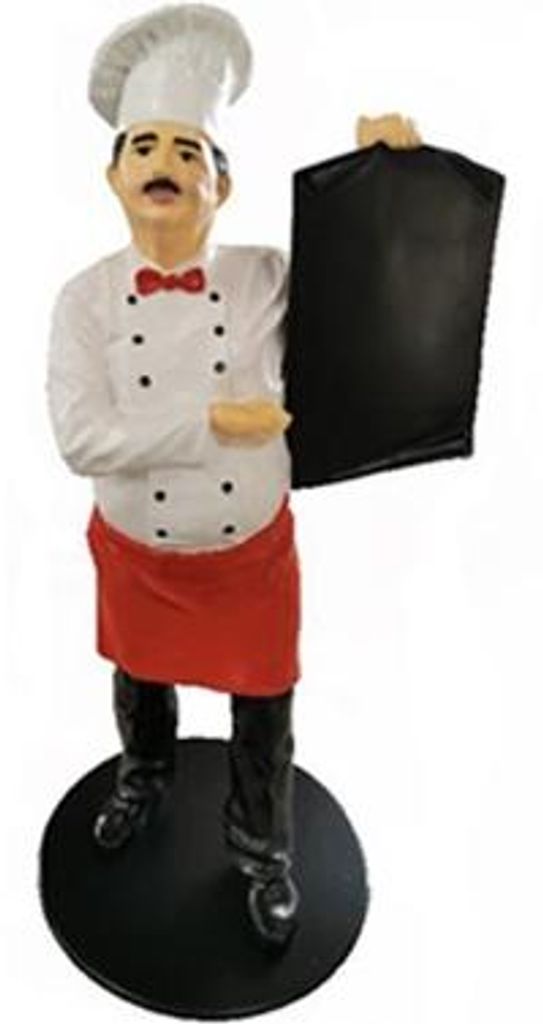 Koch Figur Statue Skulptur Werbefigur Menü Tafel Werbeaufsteller Speisekarte