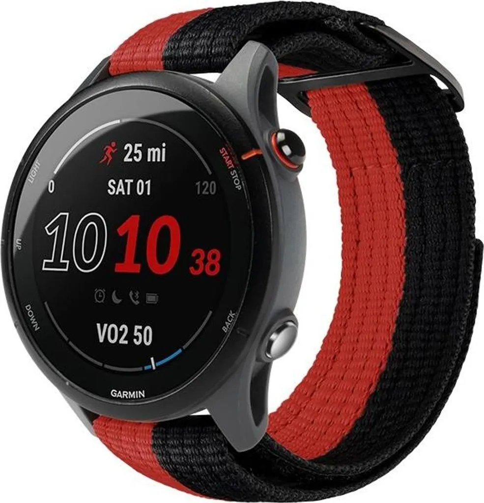 Cinturino INF Nylon Sport per Garmin Fenix 8 | Design 22mm Nero Rosso