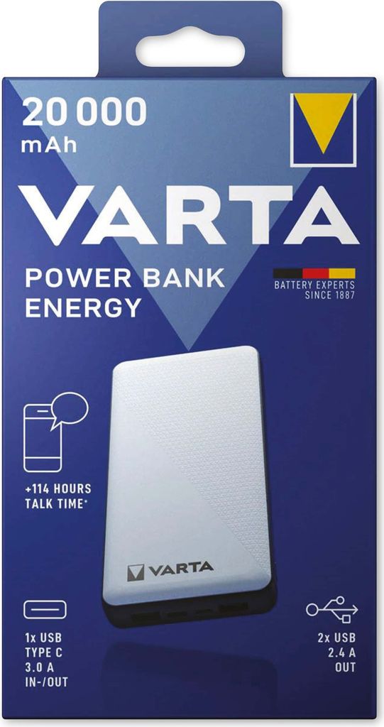 Varta Power Bank Energy 20000 20.000mAh, 2xUSB A, 1xUSB C Produktbild 9