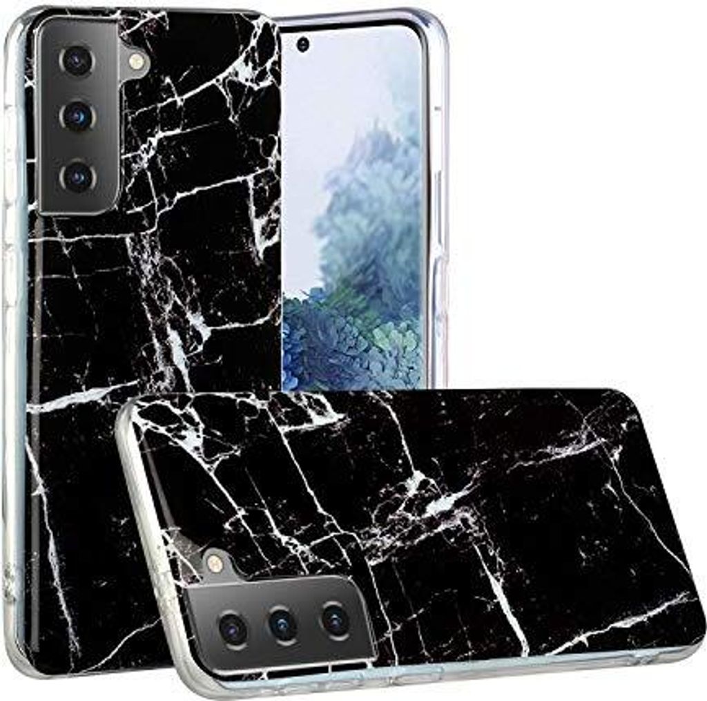 CLM-Tech Hülle kompatibel mit Samsung Galaxy S22 Plus - TPU Silikon-Hülle Case Schutzhülle Handyhülle - Marmor, klassisch schwarz mehrfarbig