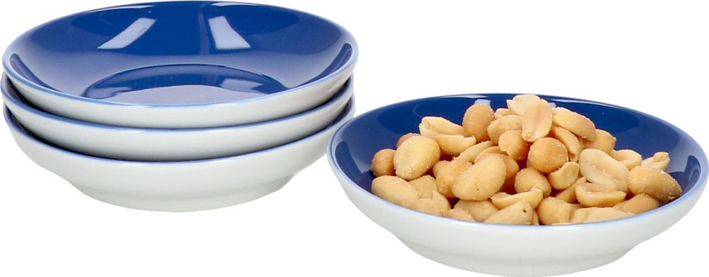 MamboCat 4er Set Doppio Schalen flach Ø 10 cm Indigo-Blau Schälchen Snack-Schüssel Dessert-Bowl