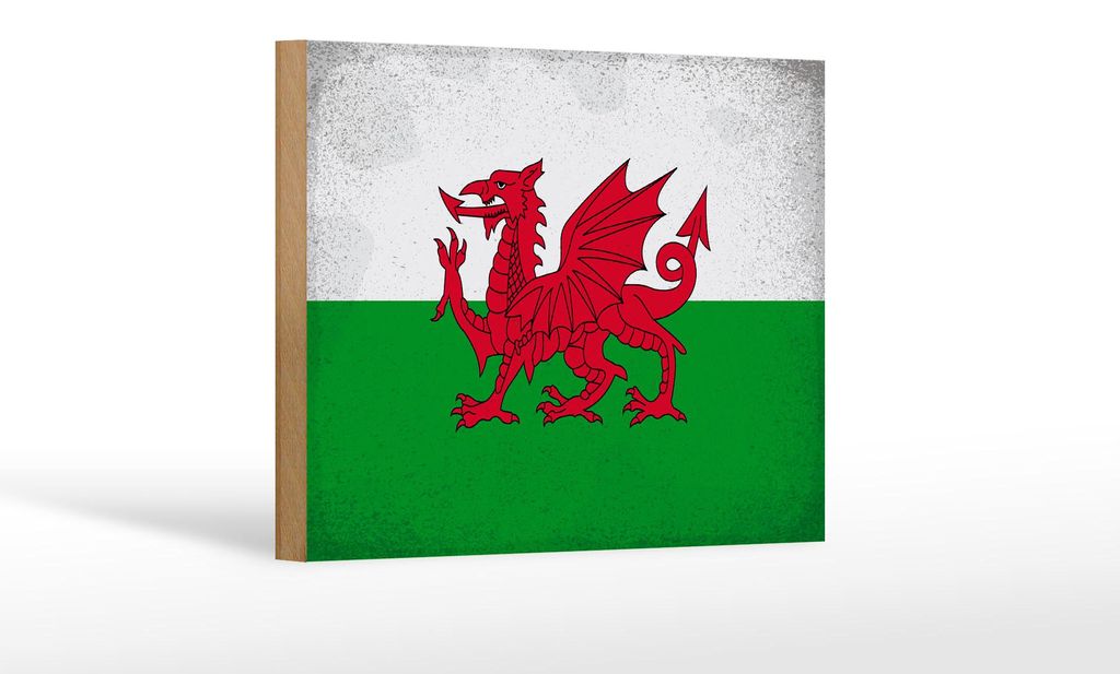 Holzschild Flagge Wales 18x12 cm Flag of Wales Vintage Dekoration