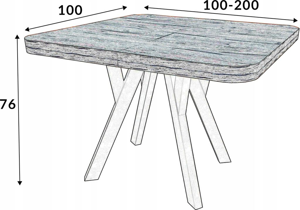 Quadratischer Tisch zaowal 100x100 ausziehbar auf 200 cm Produktbild 11