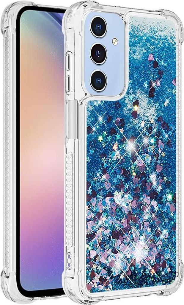 Samsung Galaxy A15 Hülle - Coverup Liquid Glitzer Back Cover - Blau