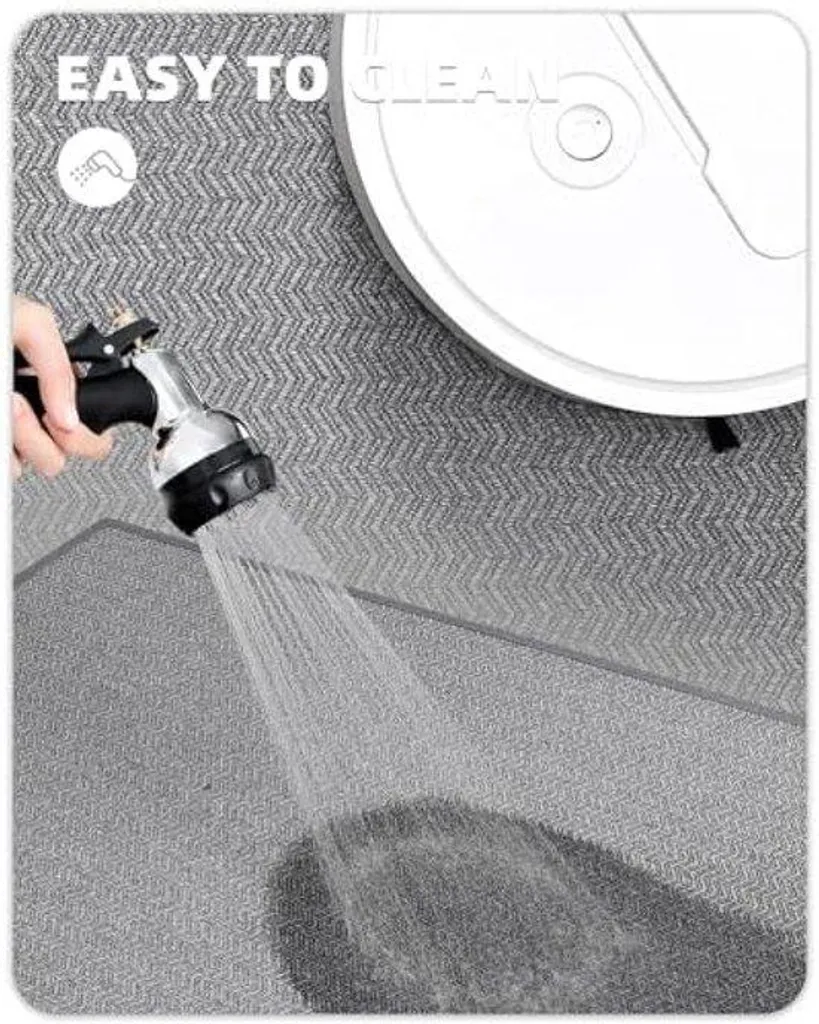 Tapis de cuisine antidérapant gris clair lavable en fibres souples