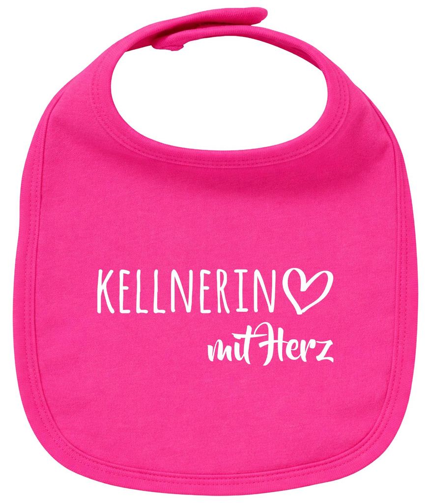 Huuraa Baby Lätzchen Kellnerin mit Herz Cherry Pink Klettverschluss Baumwolle Latz Geschenkidee