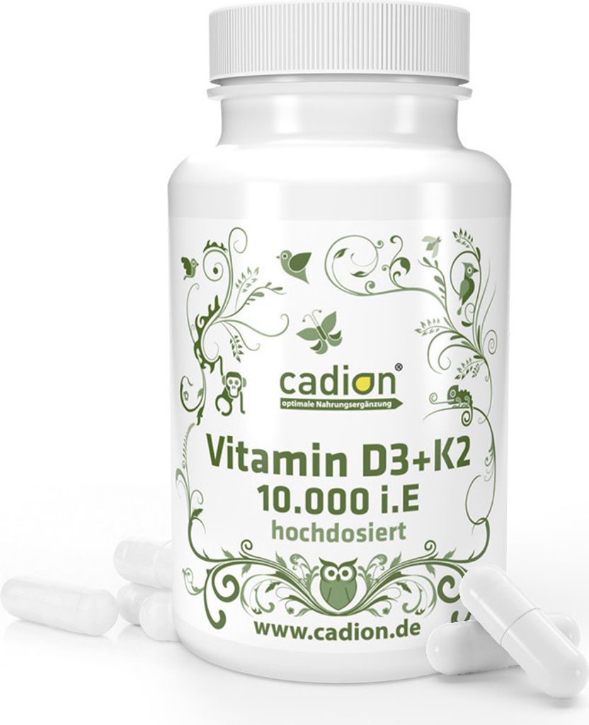 Cadion Vitamin D3 + K2 (MK7 ALL-TRANS) Kapseln 10.000 i.E. je Kapsel (Dose 90 Stück)