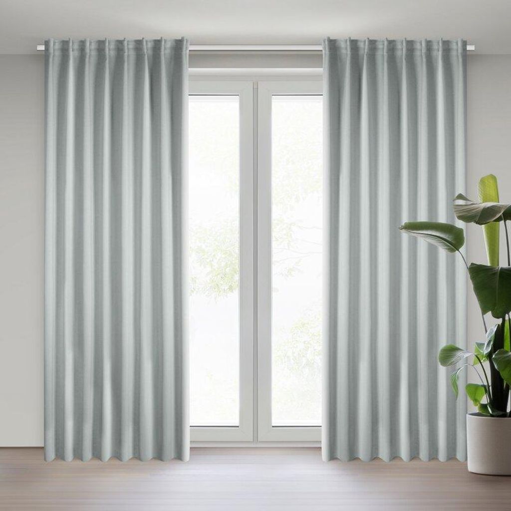 Vorhang MILAN silber 140x300 cm Kräuselband Tunnelzug Tunneldurchzug
