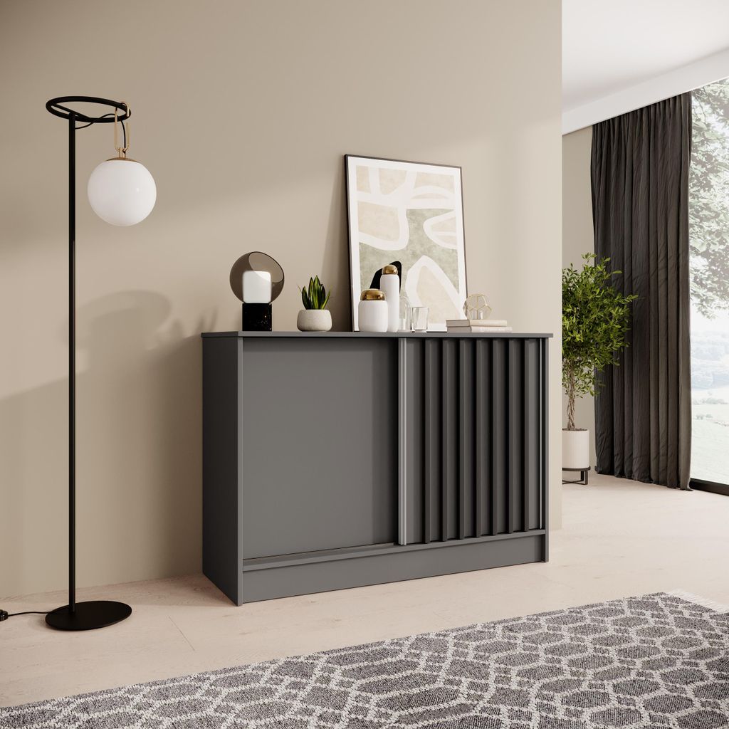 BEAUTYSOFA | Kommode HORIZON 120 cm Graphit, Schwarz mit Produktbild 
