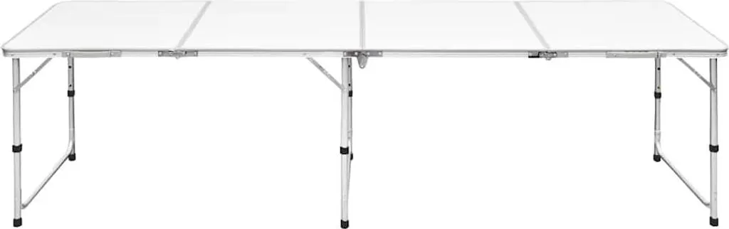 Table camping 240 cm ajustable en hauteur avec plateau alu résistant