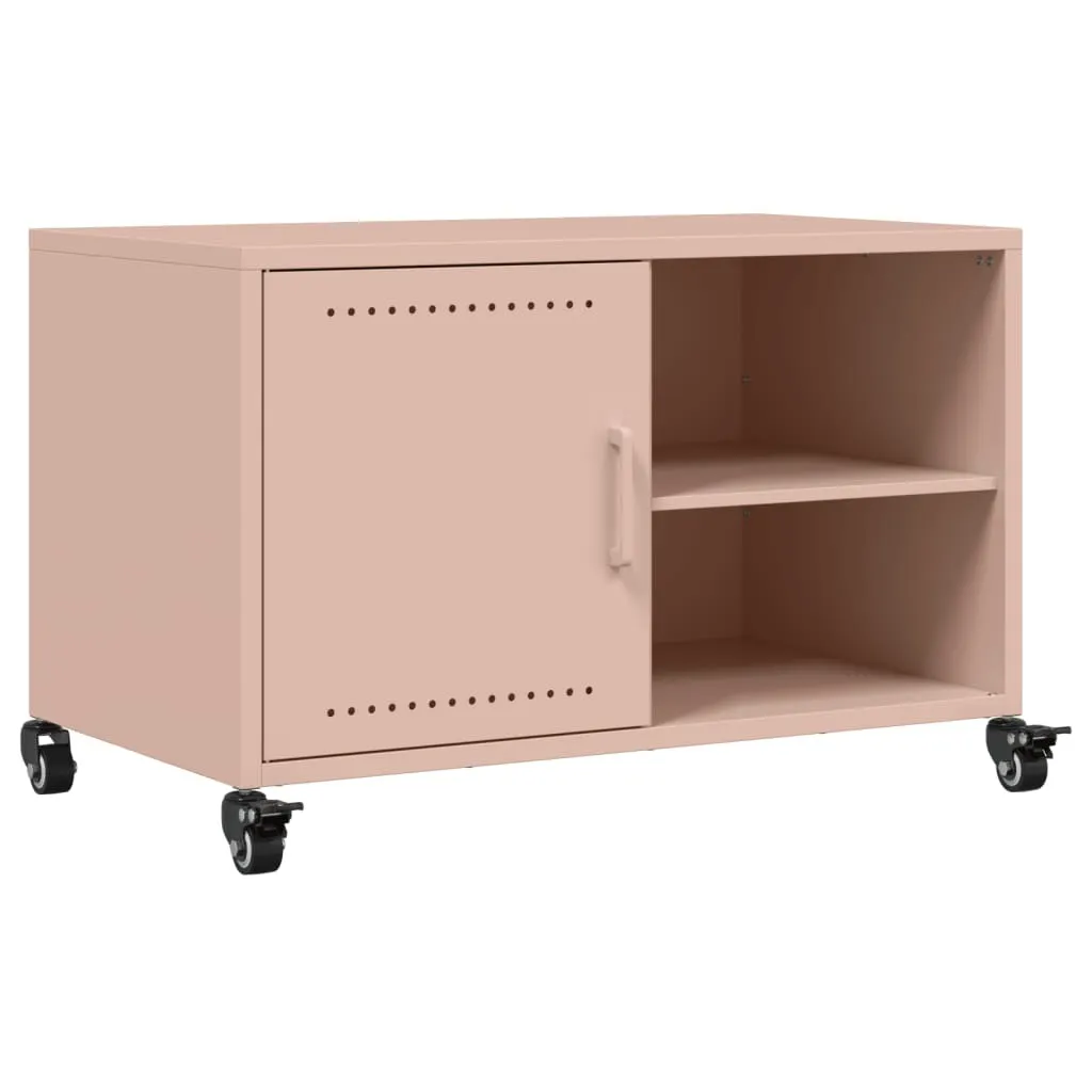 Mobile TV Rosa Acciaio SYFAX 68x39x43,5 cm - Design Industriale Robusto