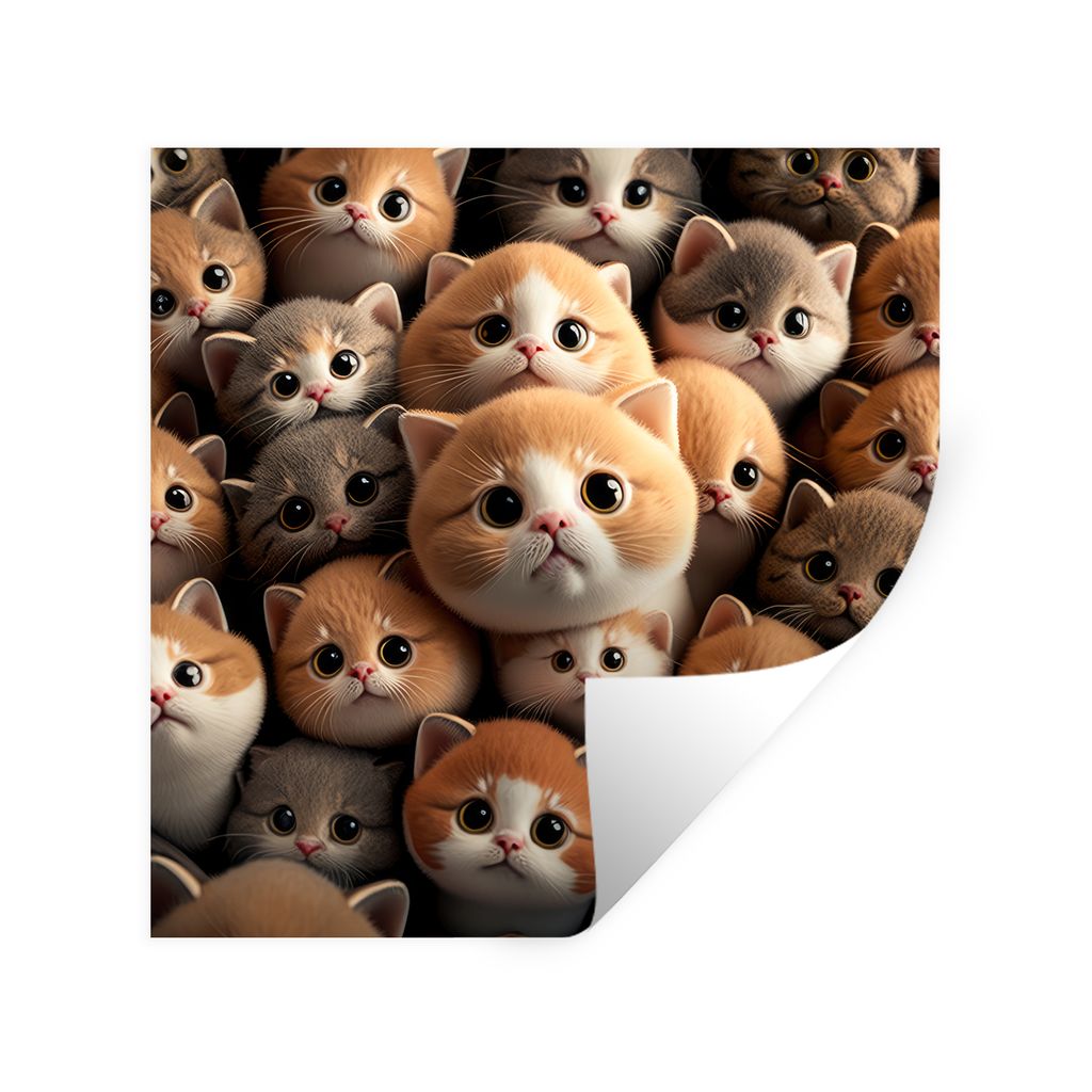 MuchoWow Wandtattoo Wandsticker Wandaufkleber Katzen - Haustiere - Kätzchen - Design - Jungen - Mädchen 30x30 cm Selbstklebend und Repositionie...