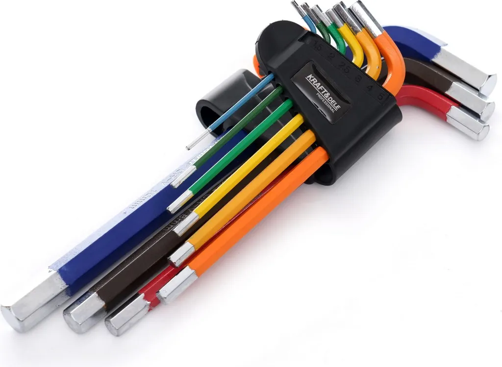 Clés Allen à tête sphérique HEX 9pcs en acier Cr-V code couleurs