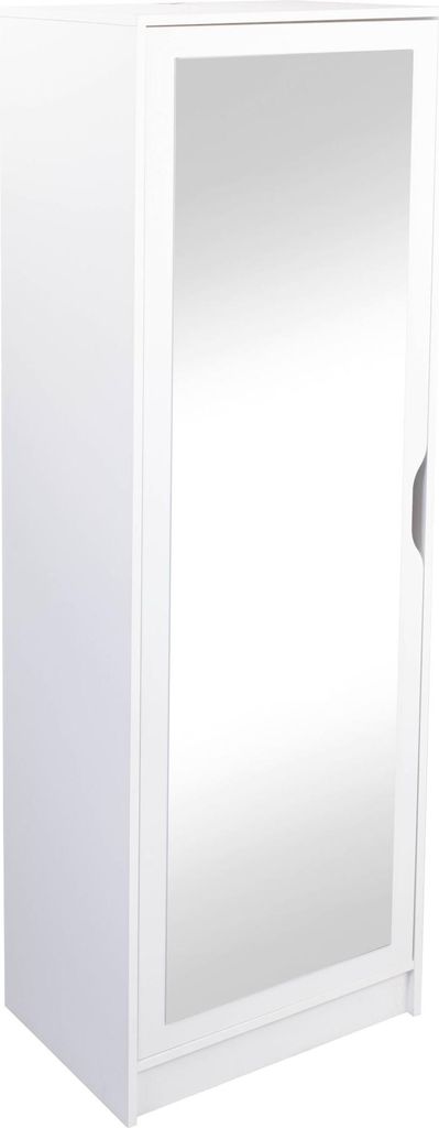 FURNARO Schuhschrank Garderobe Viktor weiss mit Spiegel 58 x 40 x 189,5 cm