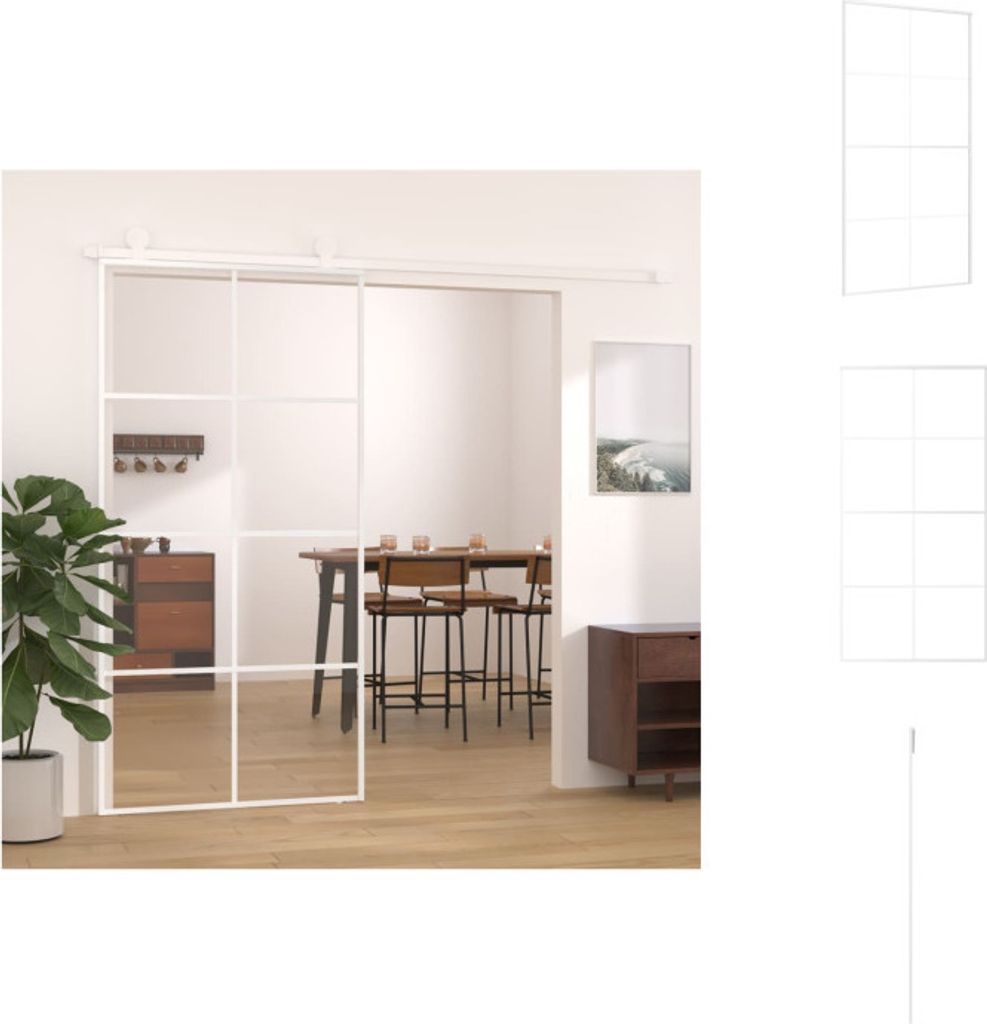 vidaXL Schiebetür ESG Glas und Aluminium 102,5x205 cm Weiß - Haustüren