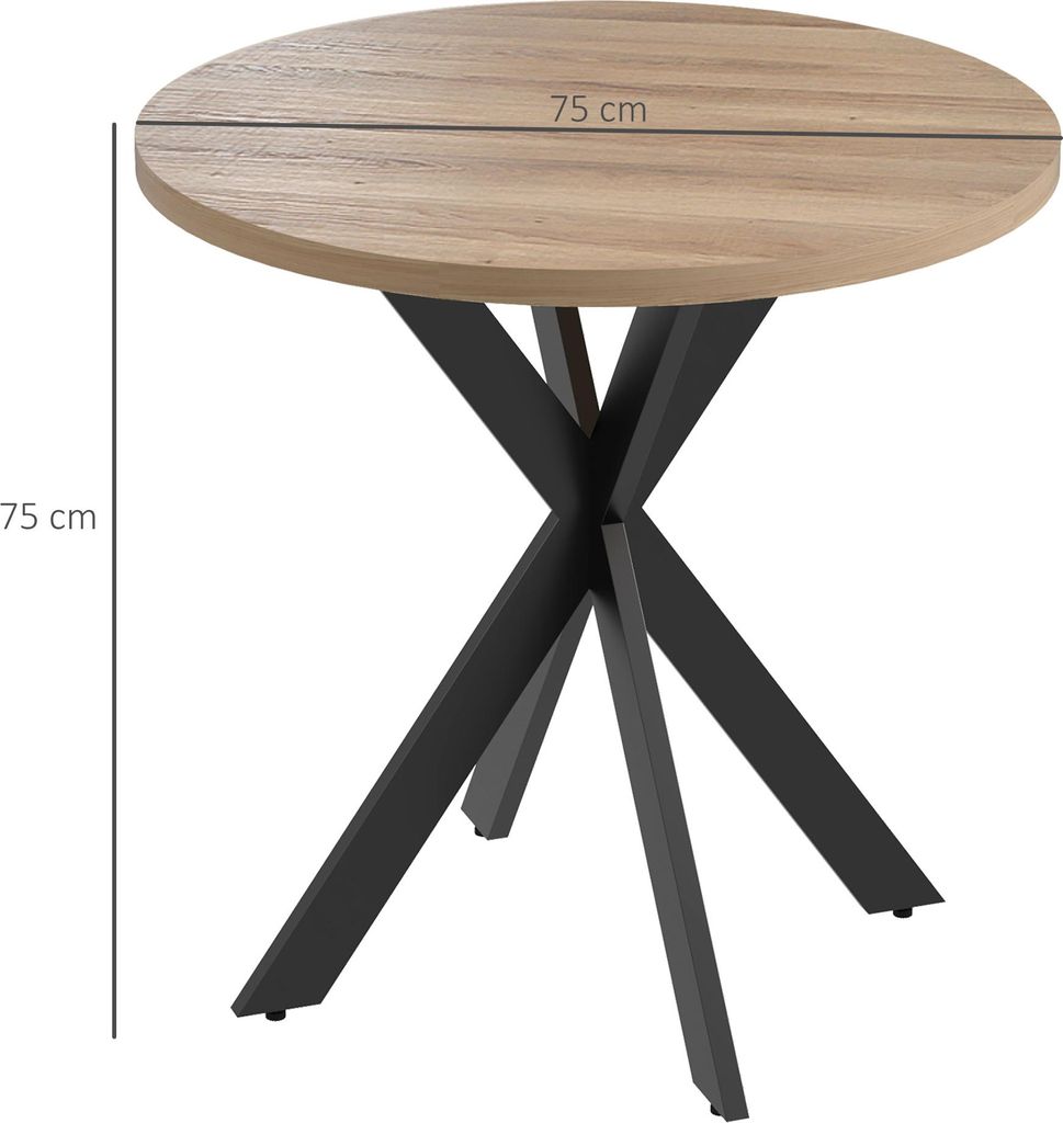 HOMCOM Eettafel, 75 x 75 cm, ronde keukentafel voor 2-4 Productafbeelding 