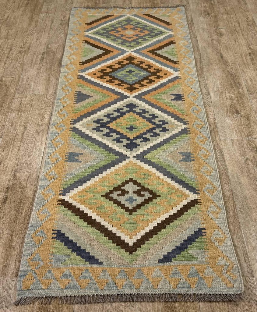 Teppich KELIM ORIGINAL | Farbe: Multi; Größe: 73x196 cm | strapazierfähig und leicht zu reinigen | Wohnzimmer | Schlafzimmer