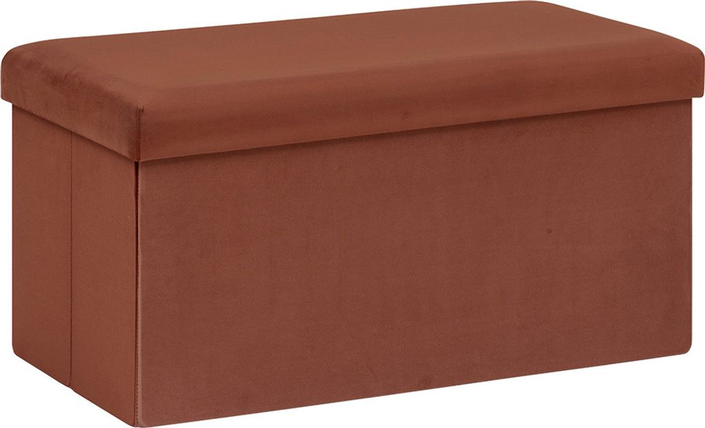 Eazy Living Samt Pouf + Aufbewahrungsbox Alizee Orange