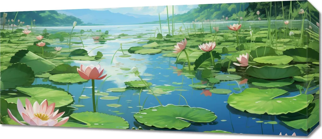 Quadro 70x30 cm Idilliaco stagno di ninfee
