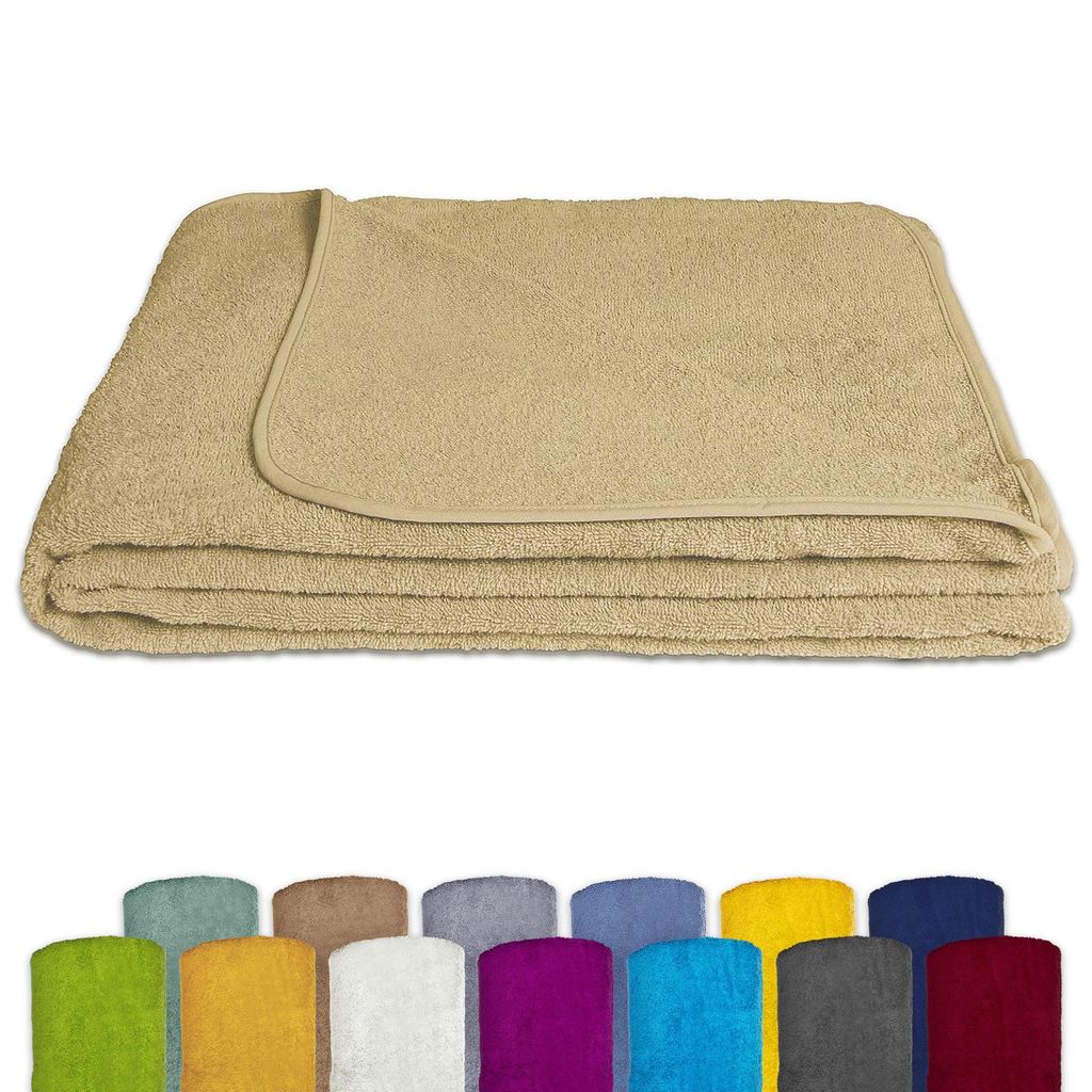 KiGATEX Frottee-Decke 150x200 cm – 100 % Baumwolle, Sommerdecke & Tagesdecke – OEKO-TEX , waschbar, weich & atmungsaktiv – Farbe: Sahara