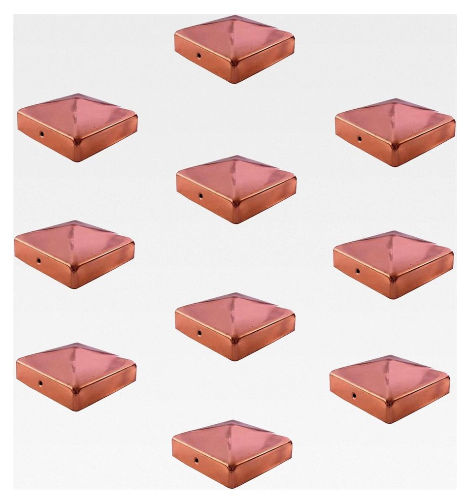 10 Stück Pfostenkappen Kupfer Abdeckkappen für Pfosten Pyramide 71 mm 7x7 cm