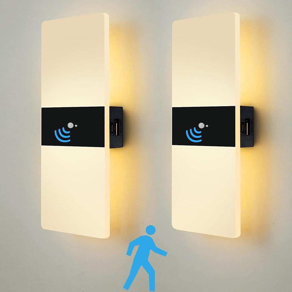 2er Akku Wandleuchte LED mit Bewegungsmelder, USB Produktbild 