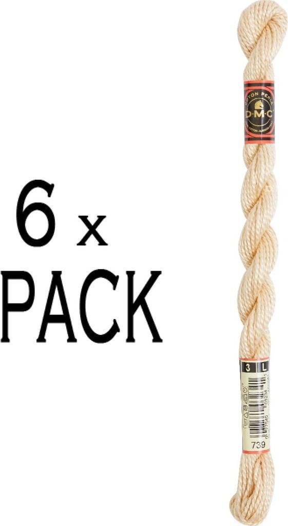 6x DMC Perlenstickgarn Stärke 3, 15 m, 115a/3-739