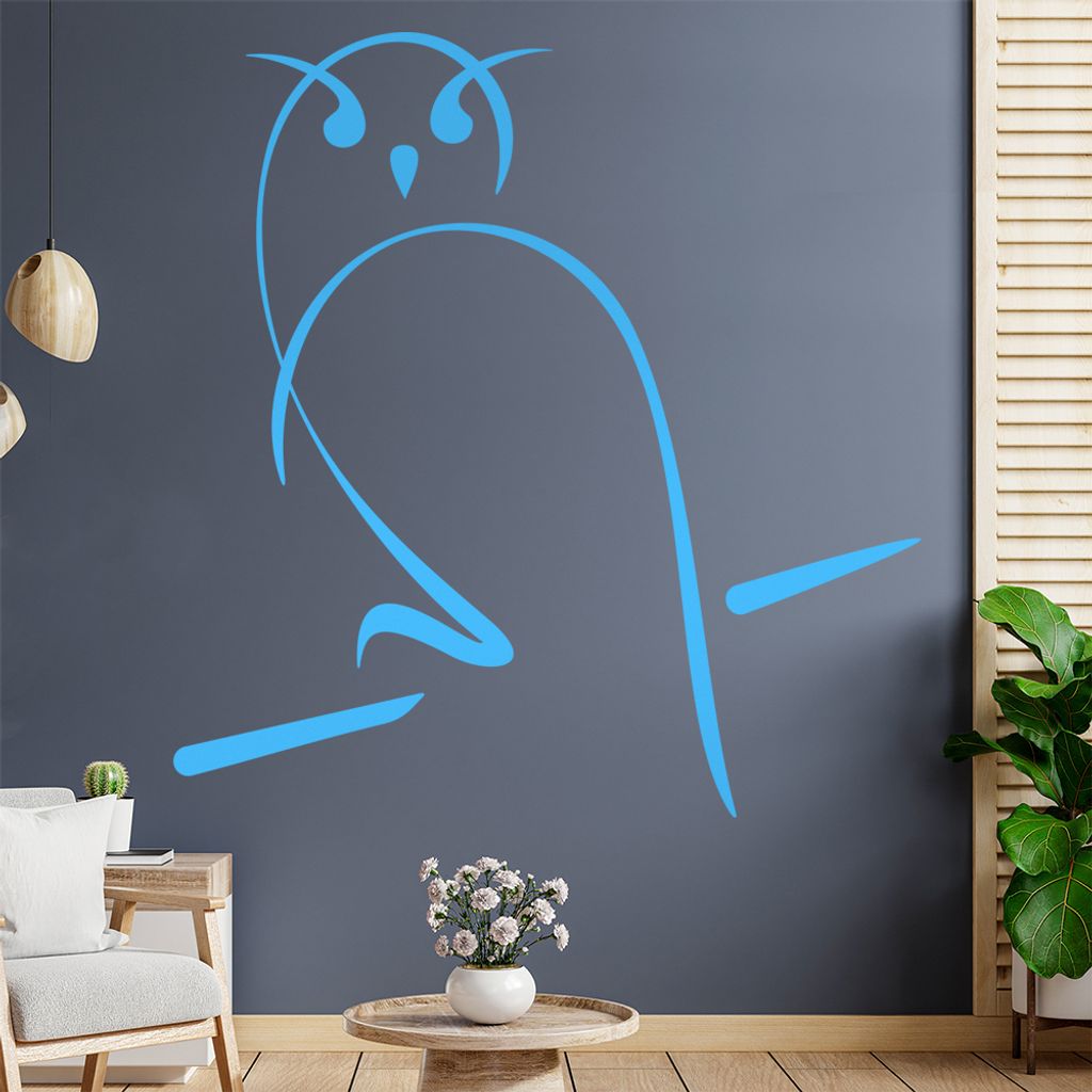 Eule Linien Wandtattoo in 6 Größen - Wandaufkleber Wall Sticker - Dekoration, Küche, Wohnzimmer, Schlafzimmer, Badezimmer