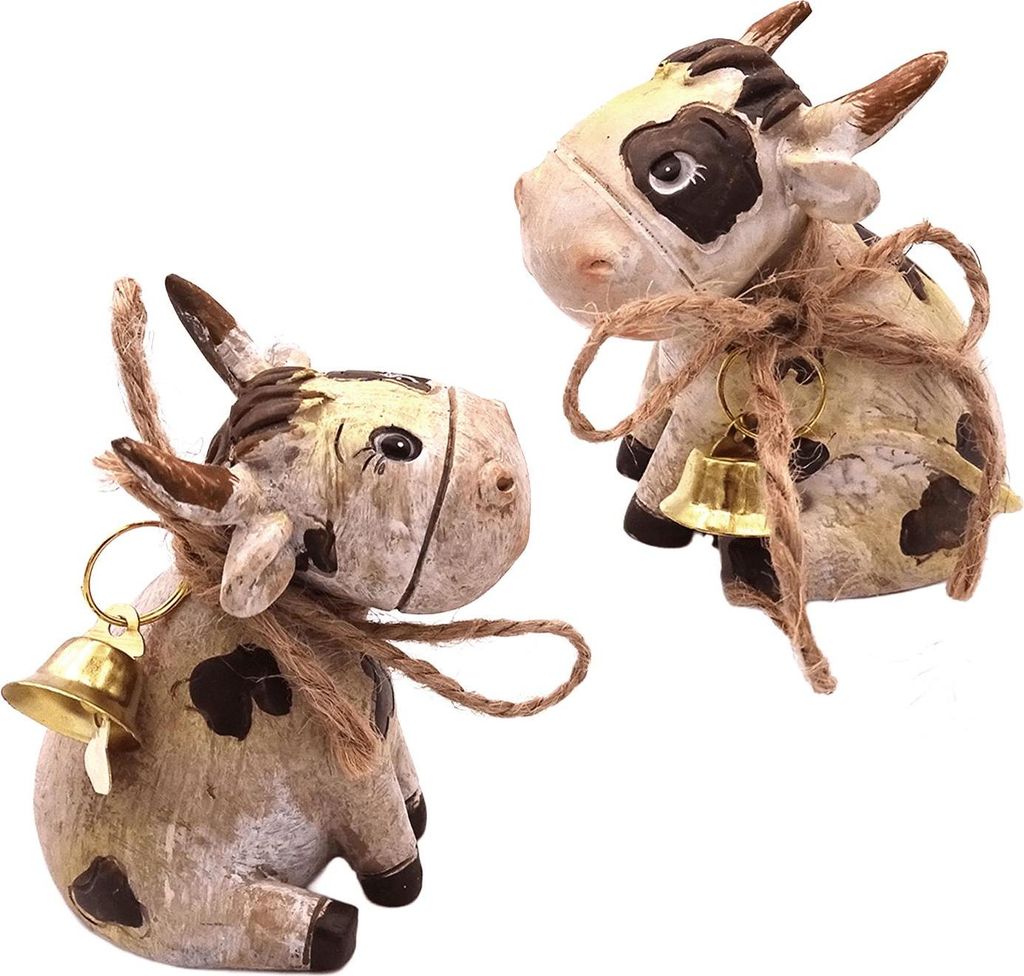 Logbuch-Verlag Deko Kühe 2er-Set aus Poly 6 cm braun schwarz – lustige Tierfiguren zum Hinstellen für Küche, Regal oder als Geschenk
