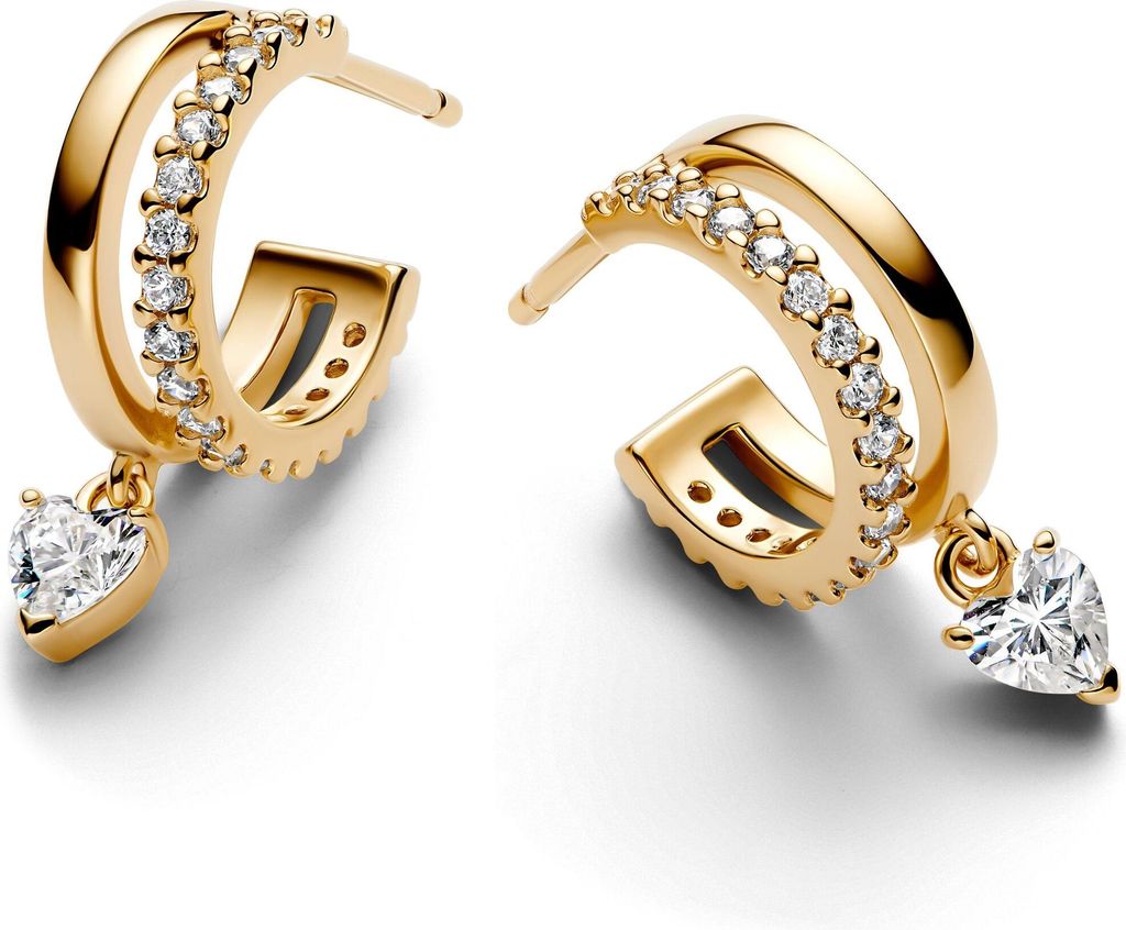 Boucles d'oreilles créoles Pandora « Cœur suspendu » Image du produit 