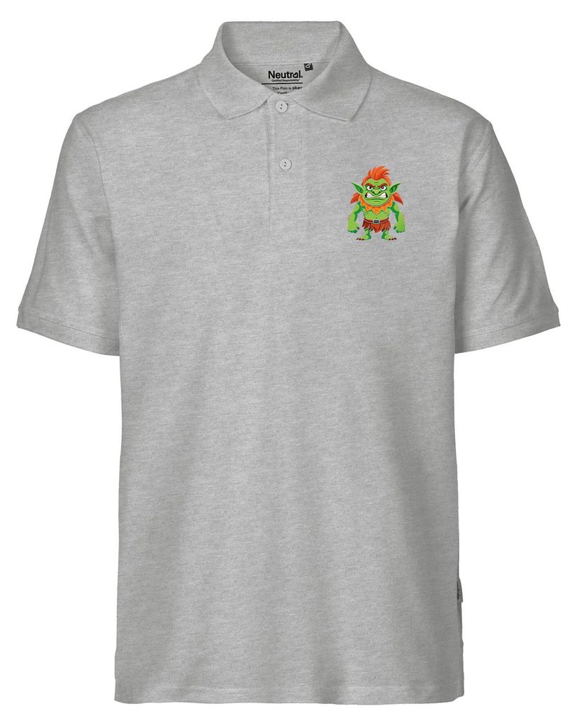 Huuraa Herren Polo Shirt Troll Fabelwesen L Sport Grey Bio Baumwolle Fairtrade Poloshirt Geschenkidee