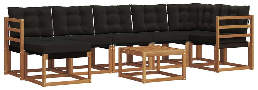 vidaXL Outdoor-Sofagarnitur mit Kissen 8 pcs Natürlich und Schwarz