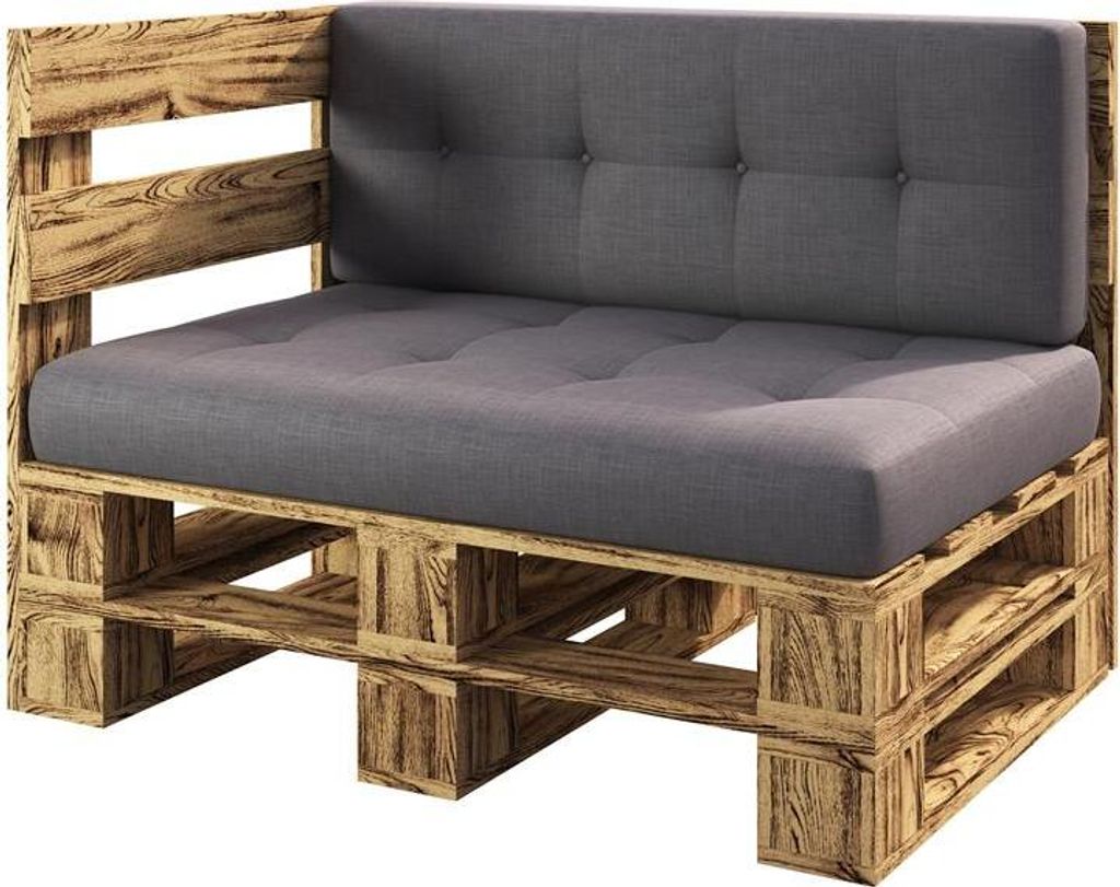 Lermowood Palettenmöbel Mp Eckbank 100 x 80 x 40 cm Geflammt | Europaletten Indoor und Outdoor Lounge Gartenmöbel Holz Gartenmöbel Set Lounge M...