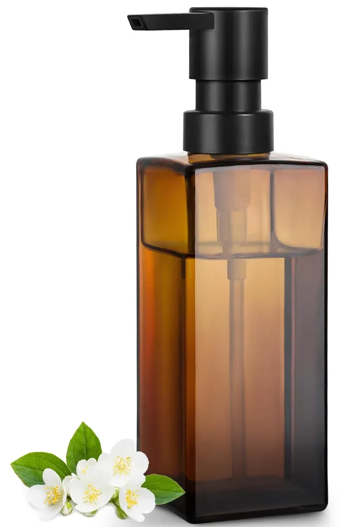 Distributeur de savon rechargeable en verre marron pour cuisine et bain
