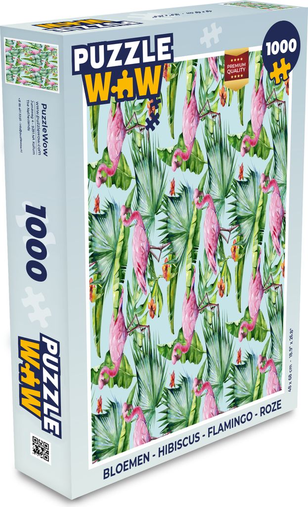 MuchoWow Puzzle 1000 Teile Blumen - Hibiskus - Flamingo - Rosa - Spielzeug - Alt und Jung - Spiele - Puzzeln