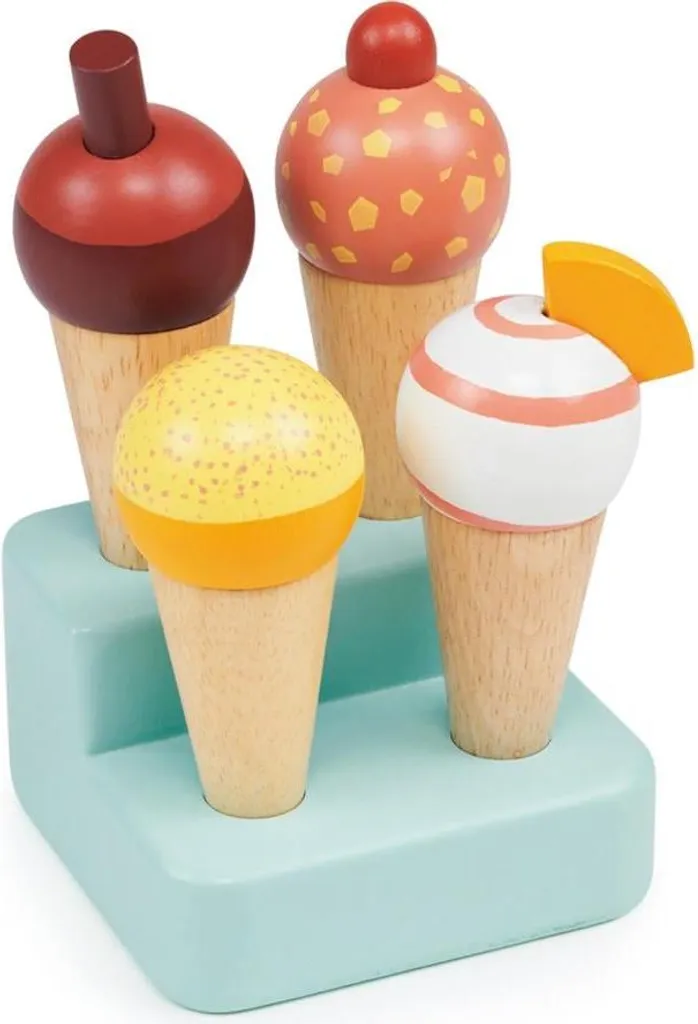 Accessoire Cuisine Enfant : Plateau de Glace en Bois 4 Cornets