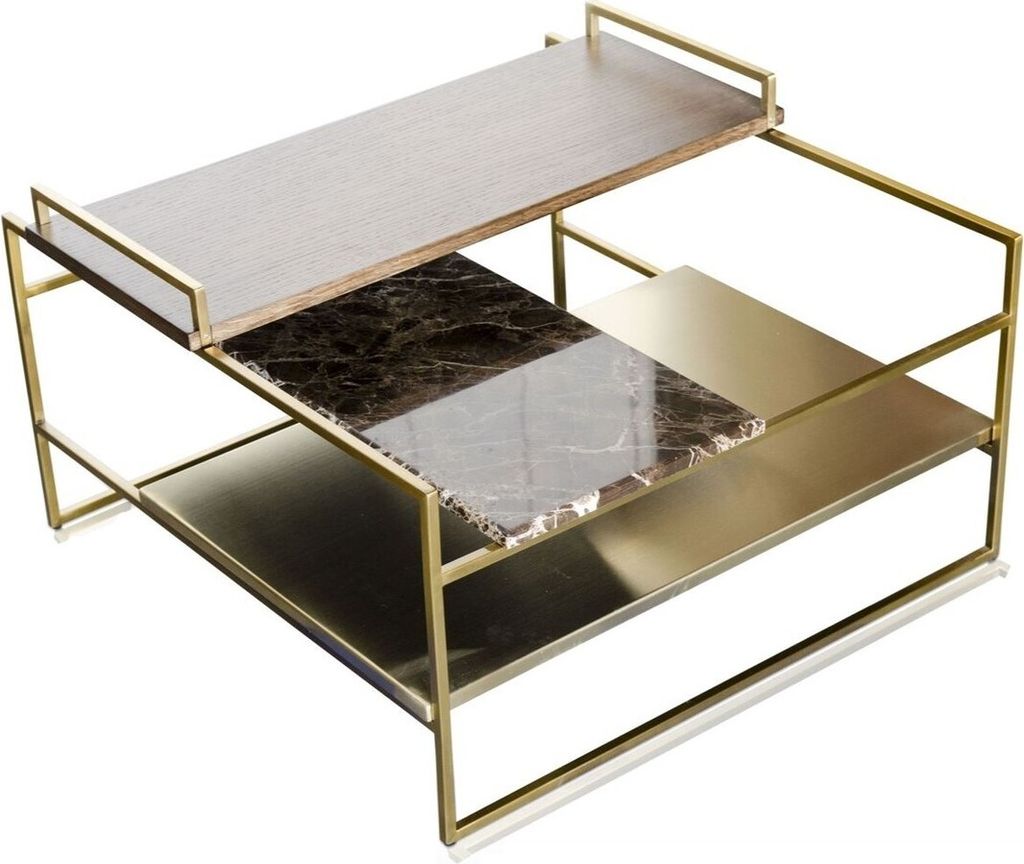 Casa Padrino Luxus Couchtisch Gold 60 x 60 x H. 36,5 cm - Designer Wohnzimmertisch