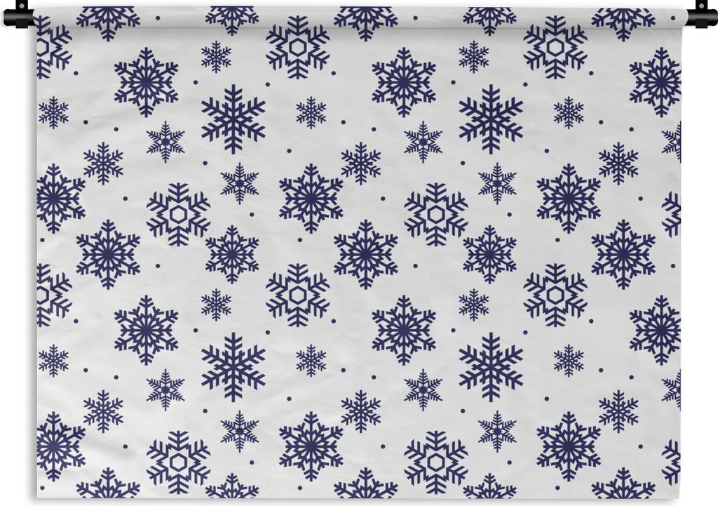 MuchoWow Wandteppich Wandbehang Schneeflocke - Winter - Muster 150x112.50 cm Tapisserie Dekoration Wandtuch - Wanddecke - Wandteppiche