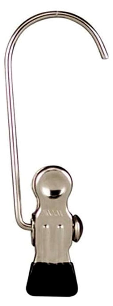 Metallklammern K 1, 10 Stück, Haushaltklemme mit Haken und mit Metall-Endschutzkappe, z. B. für Handschuhe, 9.5 cm, Schwarz