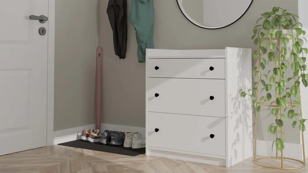 Commode blanche robuste en bois 70x84x46 cm finition mate résistante - 5