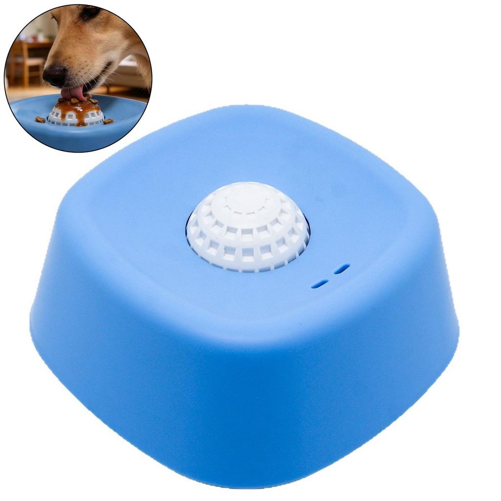 Hundeleckball, langlebiger Beißgummi, rutschfester Leckball mit drehbarem Kern, Spielzeug zum Lecken für kleine, mittlere und große Hunde, blau