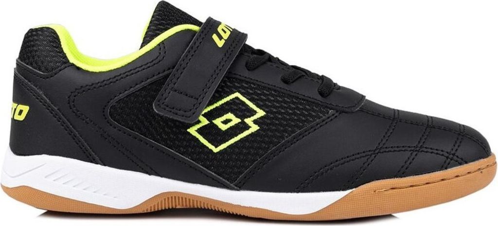 Lotto Lifes Kinder-Sportschuh-Indoorschuh-Hallenschuh WHIZZER K Schwarz-Weiß-Gelb, Farbe:schwarz, EU Größe:28