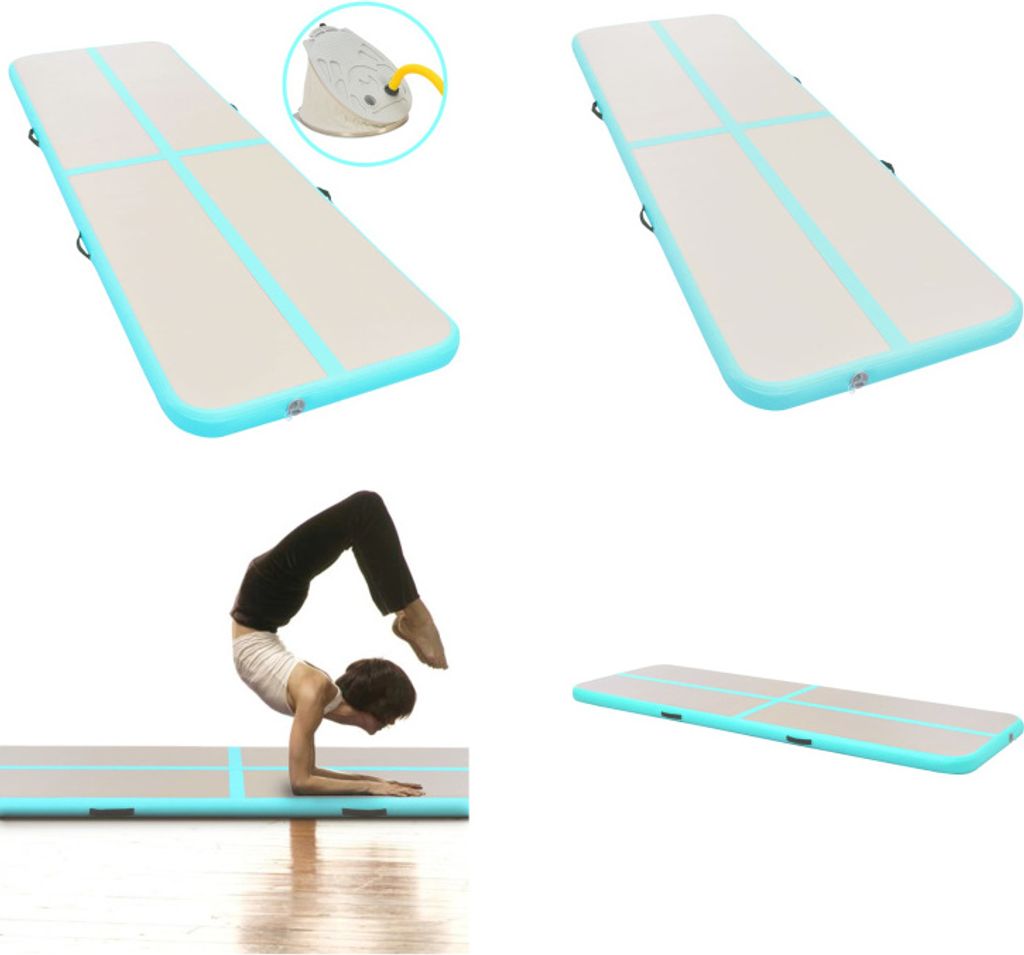 vidaXL Aufblasbare Gymnastikmatte mit Pumpe 800x100x10 cm PVC Grün - Gymnastikmatte - Gymnastikmatten - Gymnastik Yoga Matte - Gymnastik Yoga Matten