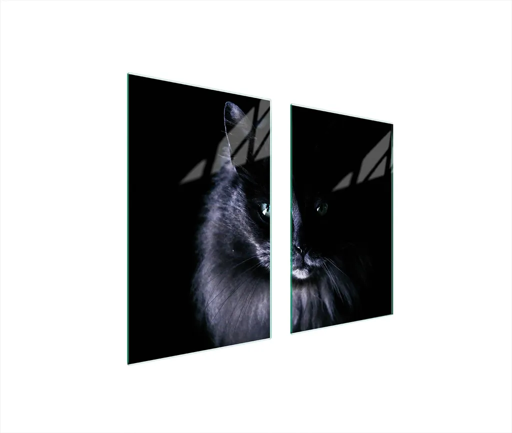 Tagliere Vetro 75x52 Coprifornelli Ceramica Gatto Nero - Design Moderno