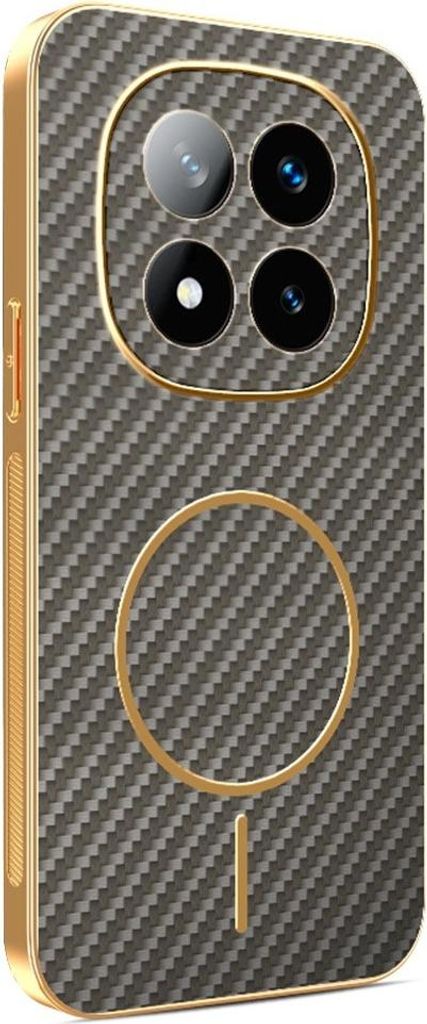 MagSafe Hülle für Xiaomi Redmi Note 14 Pro Plus - Phonesta Luxury Carbon Fiber Back Cover - Braun