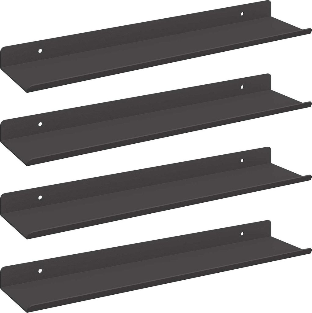 Schwebendes Regal 4 pcs Schwarz 40 x 8,5 x 2,5 cm Stahl