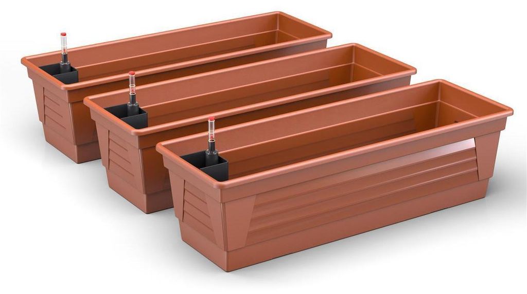 Plastard Blumenkasten 3er-Set 80 cm Terrakotta - mit Produktbild 