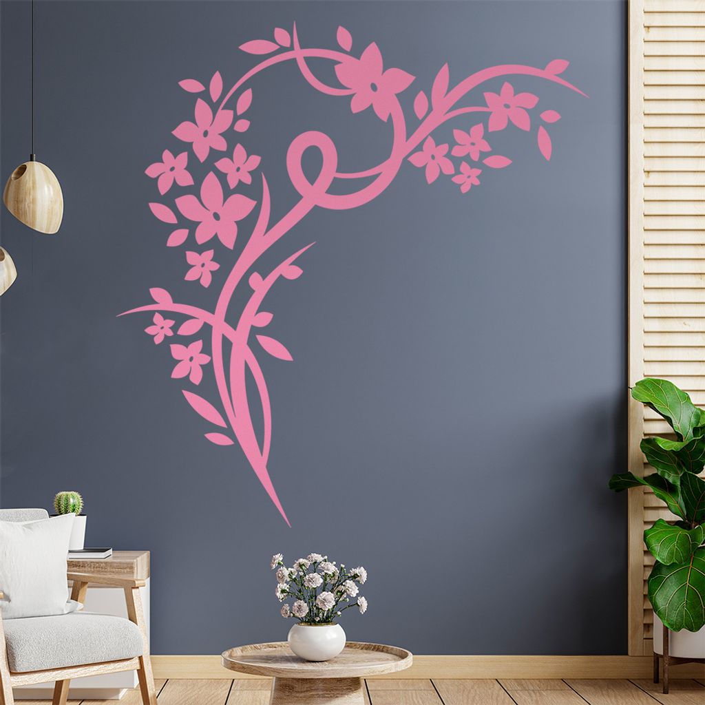 Schöne Blüten Ranke Wandtattoo in 6 Größen - Wandaufkleber Wall Sticker - Dekoration, Küche, Wohnzimmer, Schlafzimmer, Badezimmer