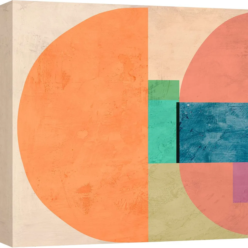 Grand tableau coloré Smiling par Sonne Taylor, toile carrée 90 cm
